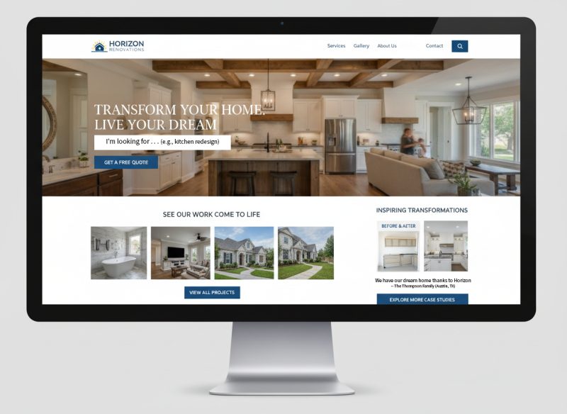 Home renovation contractor website project preview
