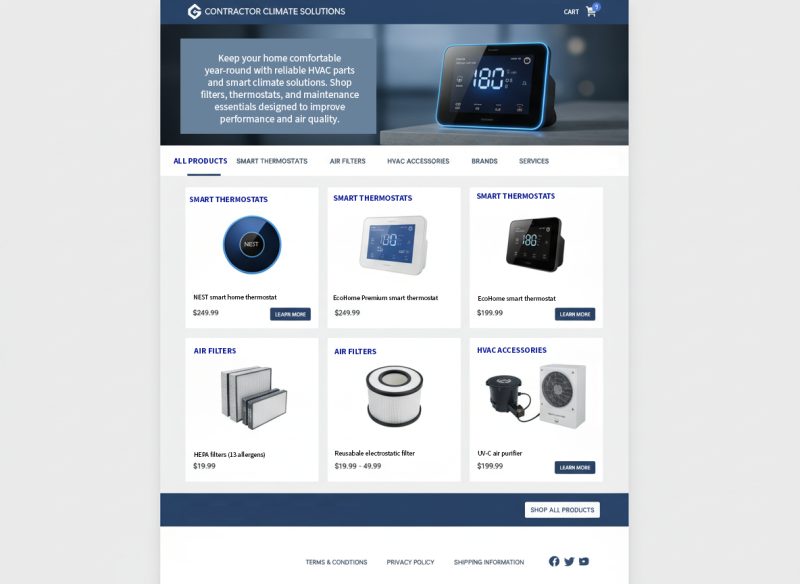 Professional HVAC Parts & Smart Thermostat Store | Replacement Parts & Home Climate Accessories project preview